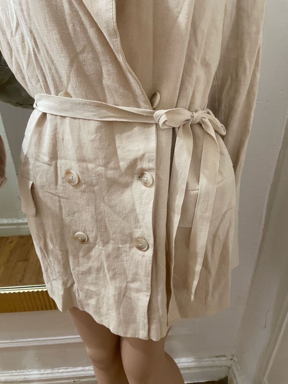 Free People Beige Double-Breasted Blazer Jacket - Picture 5 of 16